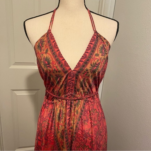 Raga Women’s Passion Struck Halter Maxi Pink Print Dress NWOT small excellent - Picture 6 of 14